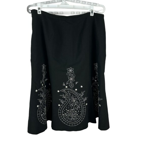 Ann Taylor Loft Petites Black & White Embroidered A-Line Skirt Size 10P - Picture 4 of 7